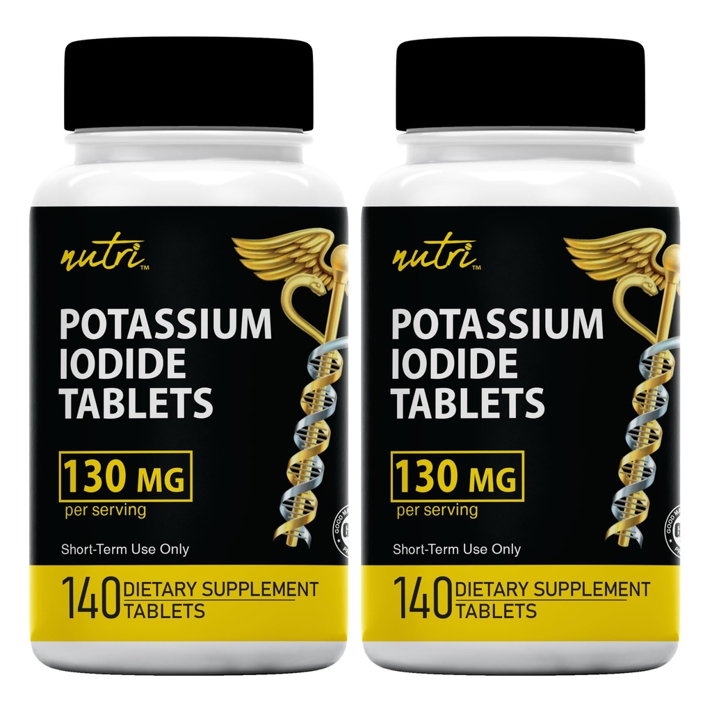 Kaliumjodid Tabletten (Pack von 2) 130mg - 280 Tabletten EXP 10/2032 - YODO Naciente - KI Pillen - Yoduro de Potasio - Nutri Supplements