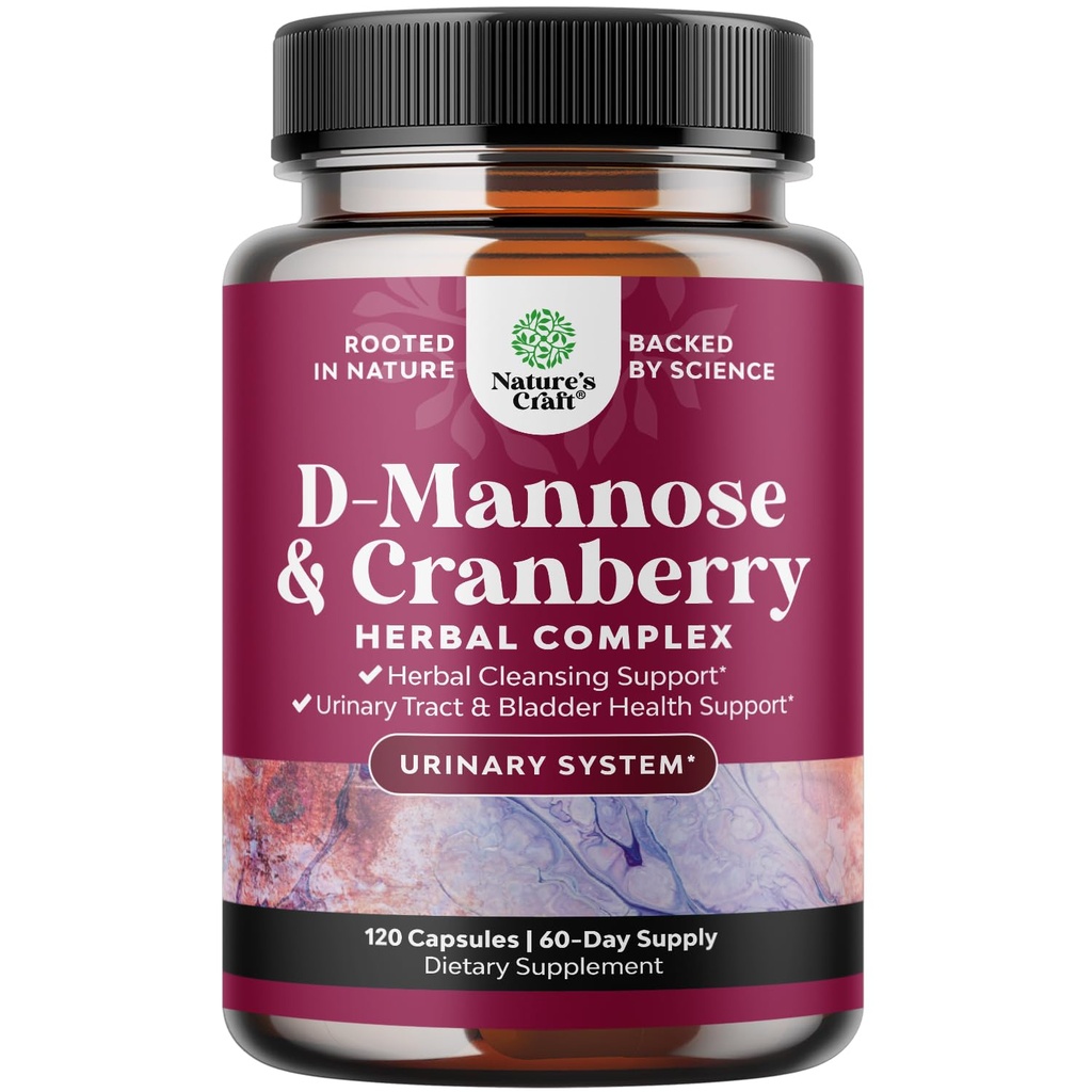 D Mannose mit Cranberry-Ergänzung - Potent D Mannose 1000mg Kapseln für Nierenverteidigung Support & Cleanse und Urinary Tract Gesundheit für Damen und Herren - Bladder Health Supplement für Erwachsene - 120 Count