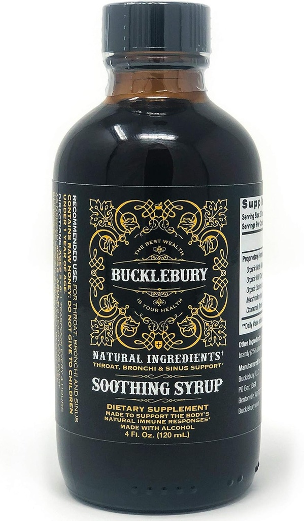 BUCKLEBURY Beruhigende Kräutersirup - Obere Atmungshilfe, Original Premium Kräuter Alles in einer Ergänzung für Sinus, Bronchi, Throat und Atemunterstützung - 4oz