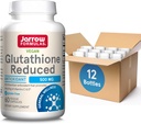 Jarrow Formulas Glutathione Reduzierte 500mg- 60 Veggie Kapseln- Intrazelluläres Antioxidans- Qualität Glutathion Ergänzungen- Unterstützt Vitamine C & E- Recycling Nicht-GMO- Gluten Free- Vegan, Packung von 12