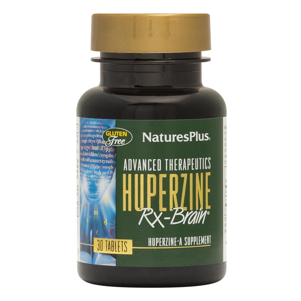 Natures Plus Huperzine Rx-Brain - 50 mcg, 30 comprimés végétariens - Supplément de soutien au cerveau avec des neuronutriments- Sans gluten - 30 portions