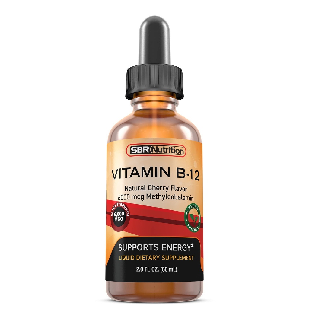 Extra Strength 6000mcg Vitamin B12 Sublingual Liquid Drops - Methylcobalamin, VIT B 12 unterstützt Energie, Max Absorption, 60 Servierungen, Non-GMO, Vegan Friendly, Hergestellt in den USA