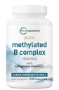 Micro Ingredients Pure Methylated B Complex, 240 Kapseln | 11-in-1 Formel mit B12, Thiamin, Folate, Inositol, Choline & Vitamin C | Unterstützt Energie, Mood & Nerve Gesundheit | Filler Free, Non-GMO