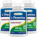 Meilleurs naturels L-Theanine 200mg par comprimé (400mg par 2 comprimés) - favorise la relaxation sans somnolence - 120 comprimés végétariens - (120 Nombre (paquet de 3))