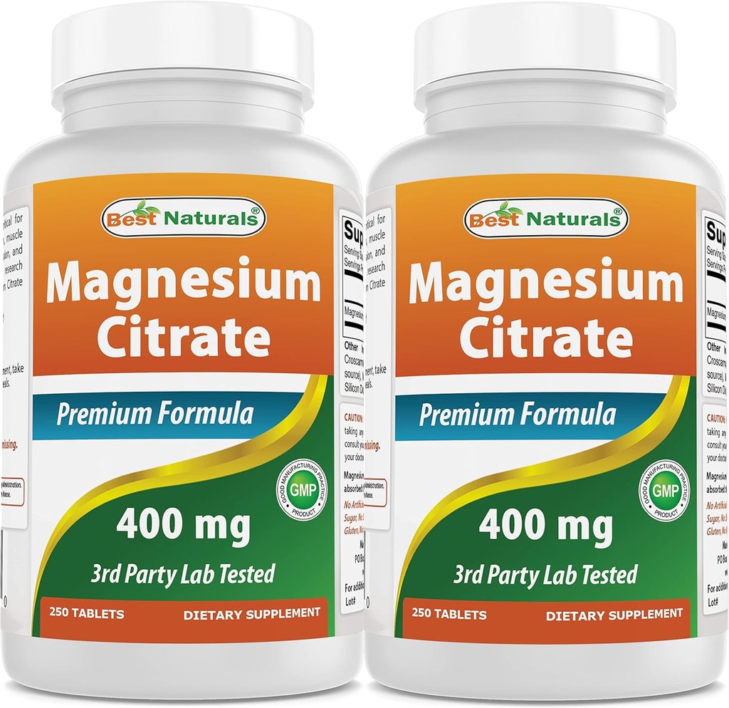 Best Naturals Magnesium Citrat (Citrato de Magnesio) 400mg 250 Tabletten (400 mg Elemental Magnesium pro 2 Tabletten) (2)