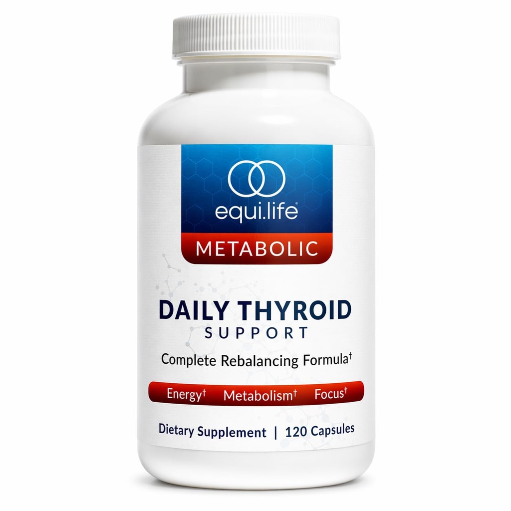 Equilife Thyroid Support, Vitamine und Mineralstoffe Supplement mit Vitamin C, Zink, Vitamin E, Jod und Selen, Adaptogene & Aminosäuren Formel, Gesamt Wellness Support, Glutenfrei, 120 Kapseln