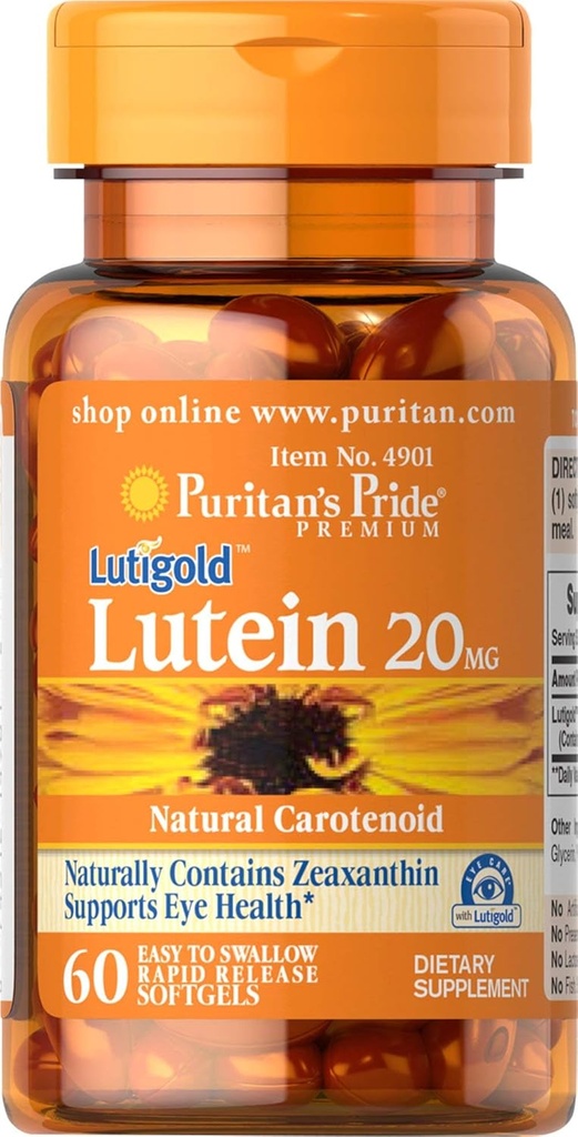 Puritan's Pride Lutein 20 mg mit Zeaxanthin 60 Softgels