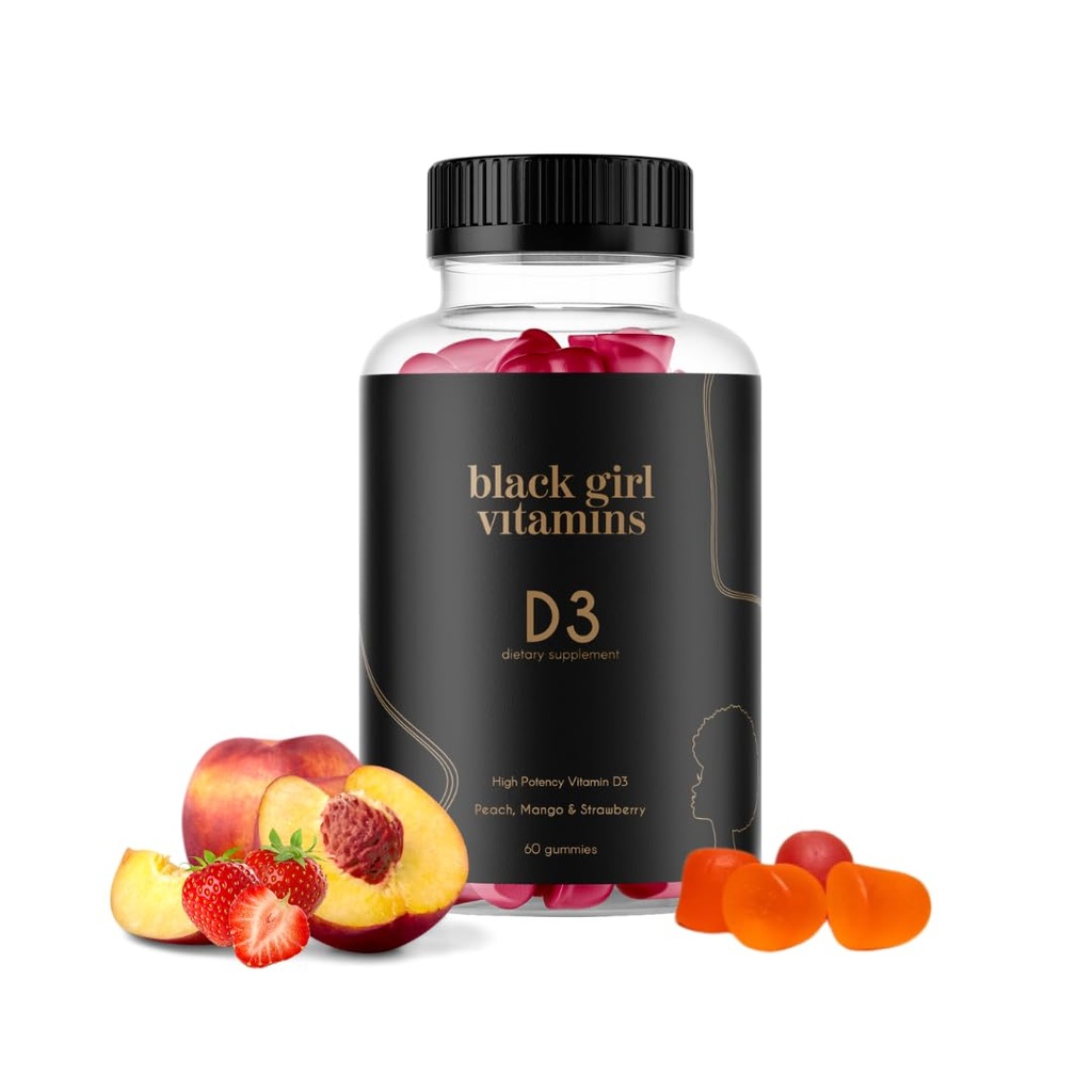 Schwarze Mädchen Vitamine - Vitamin D3 Gummie, für Immun-, Energie- und Knochenunterstützung, 2000IU (50mcg) Vitamin D pro Servierung, Glutenfreie Vitamin D Gummie