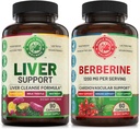 Liver Cleanse Detox Repair Formula und Premium Berberine Bundle (jeweils eine Flasche). Unterstützt Lebergesundheit, Herz-Kreislauf-Gesundheit, Energie-Boost, Stoffwechsel-Funktion. USA Made.