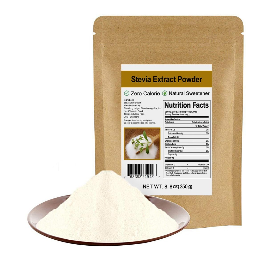 Pure Stevia Extract Powder Without Erythritol 8.8oz(250g) - Highly Concentrated Stevia Powder Sweetener | Zero Calorie | No Artificial | Natural Sugar Alternative