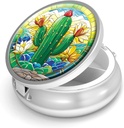 Pille Box-3 Compartment Small Pill Case für Geldbeutel &amp; Tasche Mini Metall Pillenhalter Reisen Pillen Container Nahrungsergänzungsmittel Vitamine BPA-frei (Cactus)