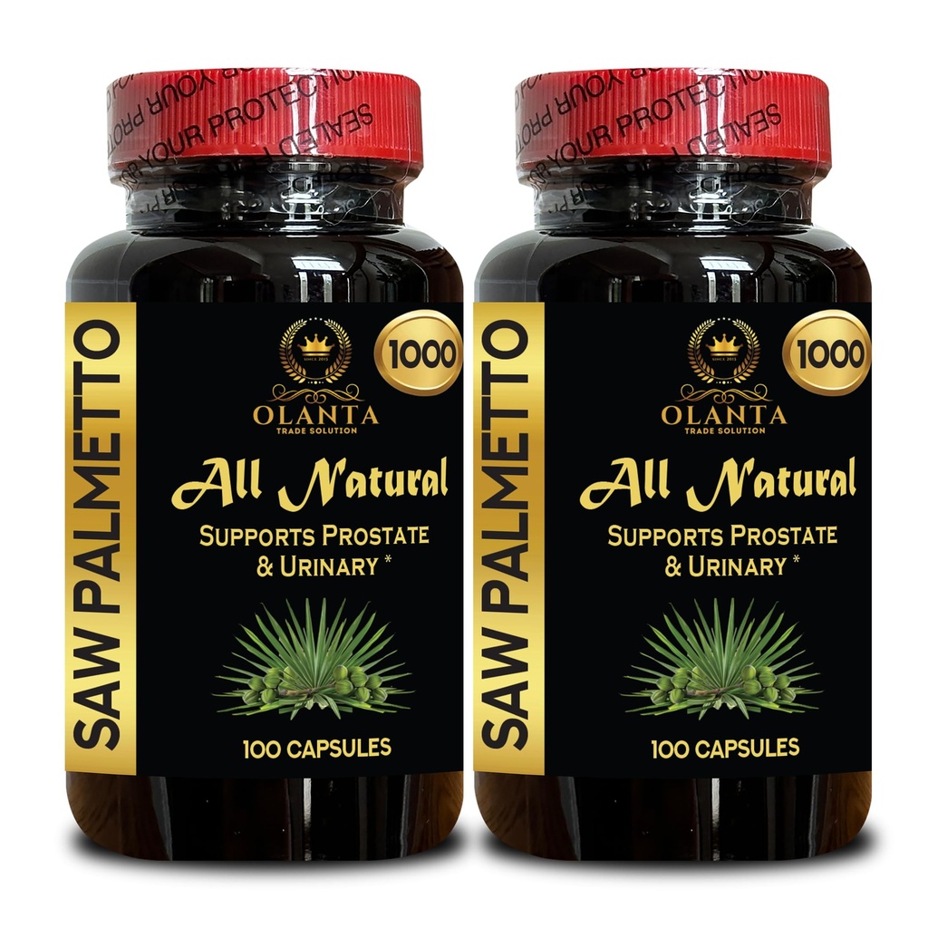 Saw Palmetto Extract 1000mg - Natural Power for Support Prostate Health, Support Urinary Comfort & Overall Male Wellness Daily - 2 Bottles 200 Capsules