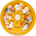 INVODA Wöchentliche Pille Organizer 7 Kompartment rotierende Pille Box für tägliche Medikamente & Vitamine - Tragbare Reise Pille Fall Fischöl ergänzt Vitamine Organizer (Orange)