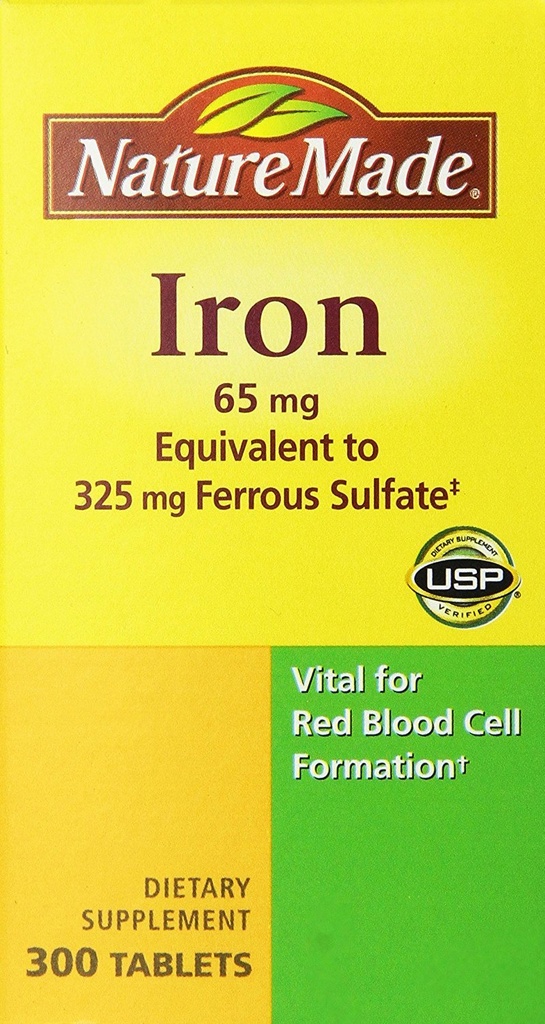 Nature faite de fer 65mg, équivalent à 325 mg de sulfate ferreux - 300 comprimés