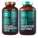 Verdauungsenzyme mit Probiotika und Präbiotika und Vegan Probiotic Plus B12 Enhanced Digestive und Gut Health Bundle