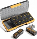 AM PM Pill Organizer 2 Mal A Day, 7 Tage Pille Box Wöchentliche Pille Organizer Reisen mit separaten Container, Portable Daily Medicine Planner Dispenser Fall für Vitamin, Fischöle, Ergänzungen (BlackGold)
