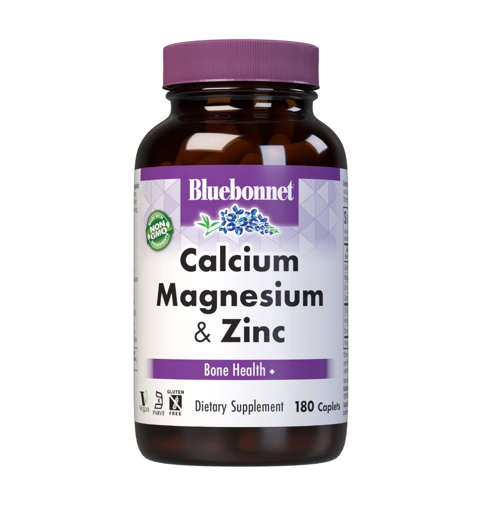 BlueBonnet Caplets de zinc en magnésium de calcium, 180 Nombre