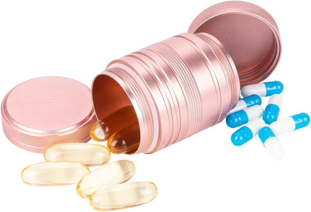 Metall Pille Box Pille Case 2 Mal am Tag - Tägliche Pille Container tragbare Reisemedizin Halter für Pocket Purse Medizin Organizer für Vitamin/Fish Oil/Supplements
