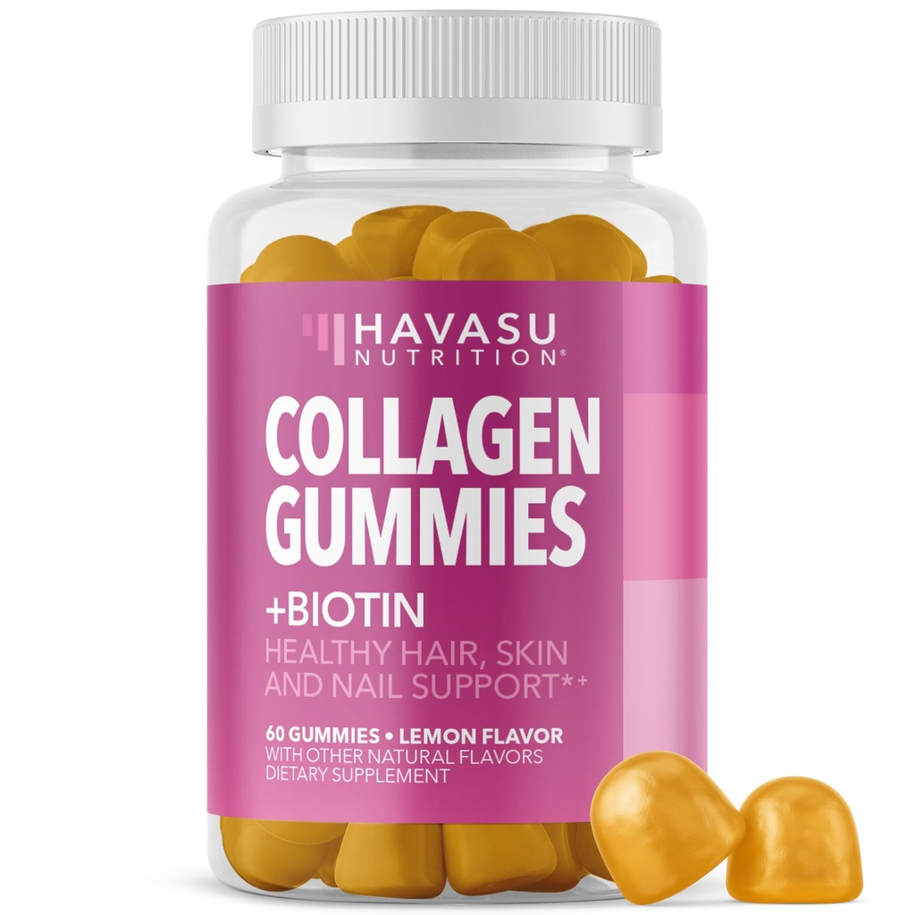 Kollagengummis für Frauen und Männer mit 2500mcg Biotin, Zink, Vitamin C & E - hydrolysierte Kollagengummis für Haare, Haut und Nail-Unterstützung - Biotin und Kollagengummis - Lemon Flavor - 30 Servietten