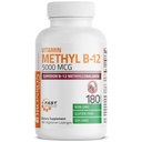 Bronson Méthyl B12 5000 mcg Vitamine B12 Méthylcobalamine Énergie et soutien du cerveau, 180 Lozenges