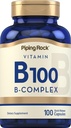 Piping Rock Vitamin B-100 Complex | 100 Kapseln | Vitamine B12, B1, B2, B6 | Non-GMO, Glutenfreie Ergänzung