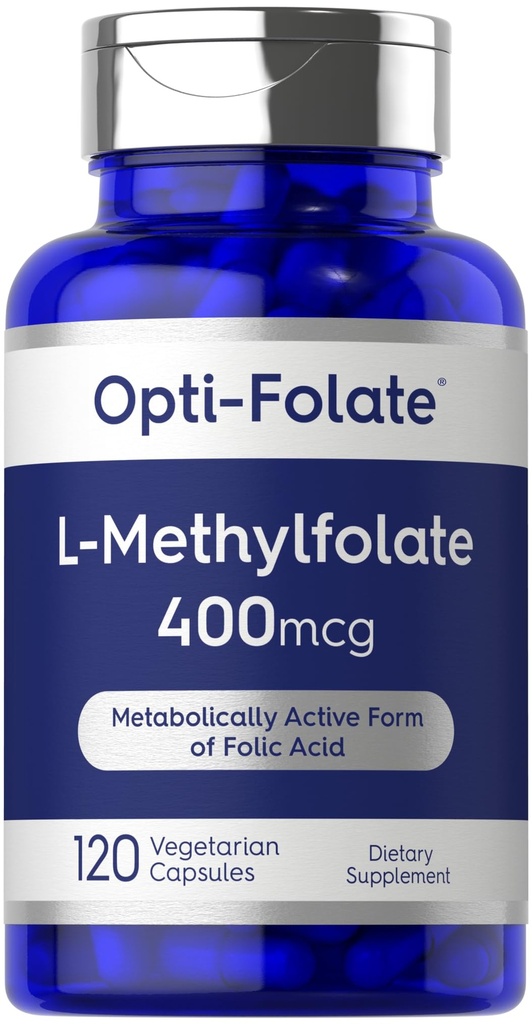 Carlyle L Methylfolate 400 mcg | 120 Vegetarische Kapseln | Optimierte und aktivierte Methyl Folat | Non-GMO & Gluten kostenlose Supplement | von Opti-Folate