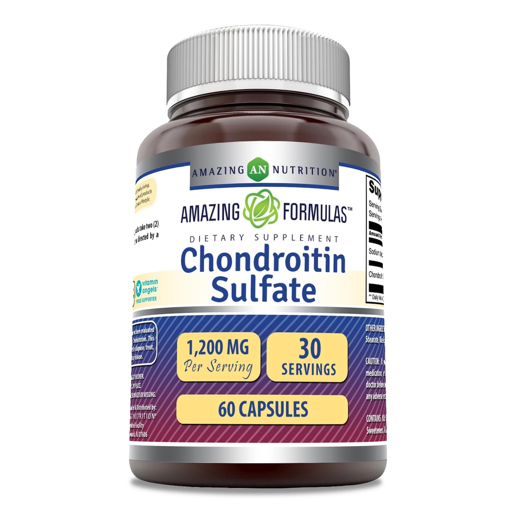 Amazing Formulas Chondroitin Sulfate 1200 mg Per Serving Supplement | Capsules | Non-GMO | Gluten Free | Made in USA (1 Pack, 60 Count)