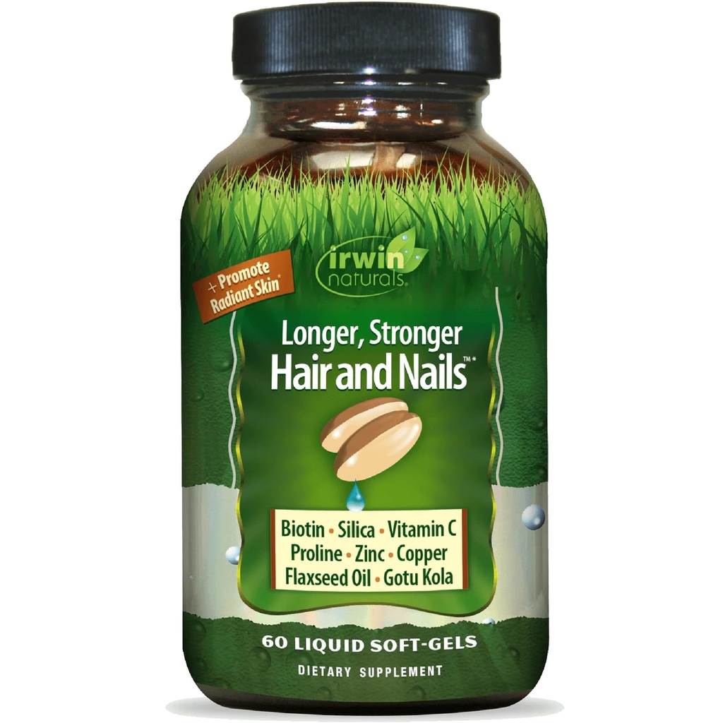 La peau et les cheveux sains plus les ongles par Irwin Naturals, Nutrient Rich, Fournit la brillance et la force, 60 softgels liquides