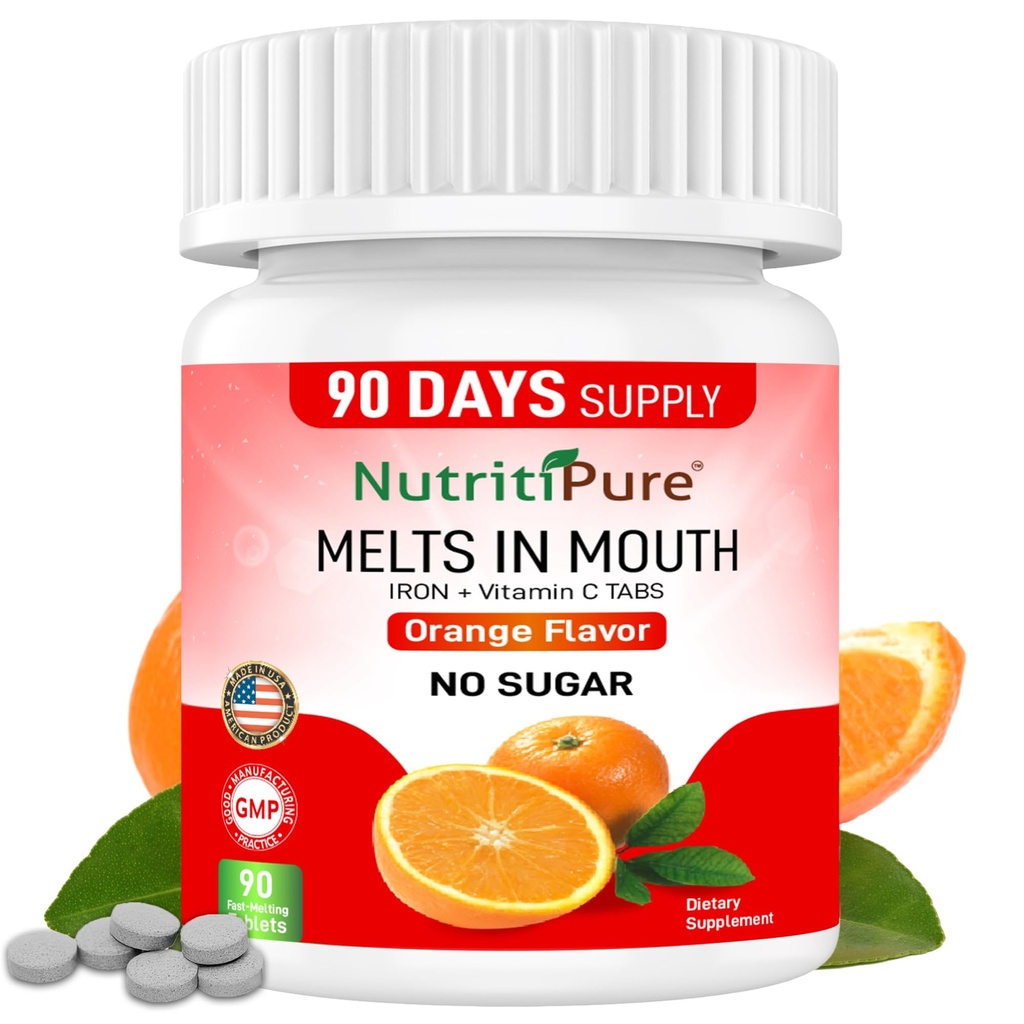 Chewable Iron Supplement für Damen/Men(Carbonyl Iron 18 mg mit Vitamin C 30 mg) Tablet in Orange Flavor 90 Count (1)