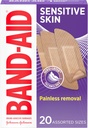 Band-Aid Brand Adhesive Bandagen für empfindliche Haut, Allergische Erste Hilfe Bandagen mit schmerzloser Entfernung, Aufenthalt auf Wann Nass & Geeignet für Eczema Prone Skin, Steril, sortiert, 20 ct
