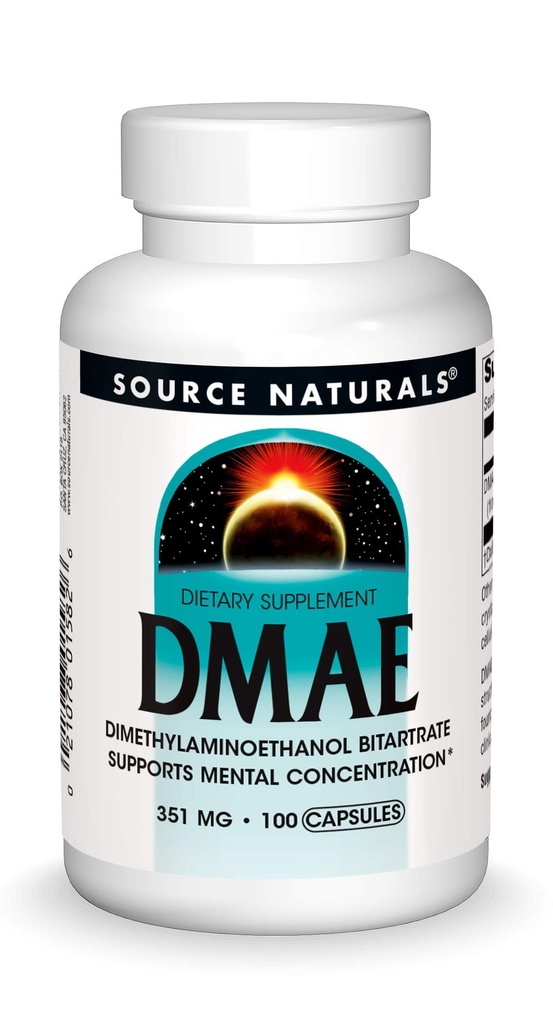 Quelle Naturals DMAE, Dimethylaminoethanol Bitartrate - Unterstützt Psychische Konzentration*, 351mg - 100 Kapseln