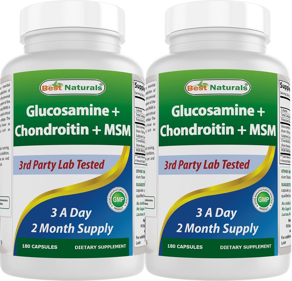 Best Naturals, Glucosamine Chondroitin und MSM Joint Supplements, 2600 mg pro Portion, (180 Count (Pack von 2))