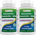 Best Naturals, Glucosamine Chondroitin und MSM Joint Supplements, 2600 mg pro Portion, (180 Count (Pack von 2))