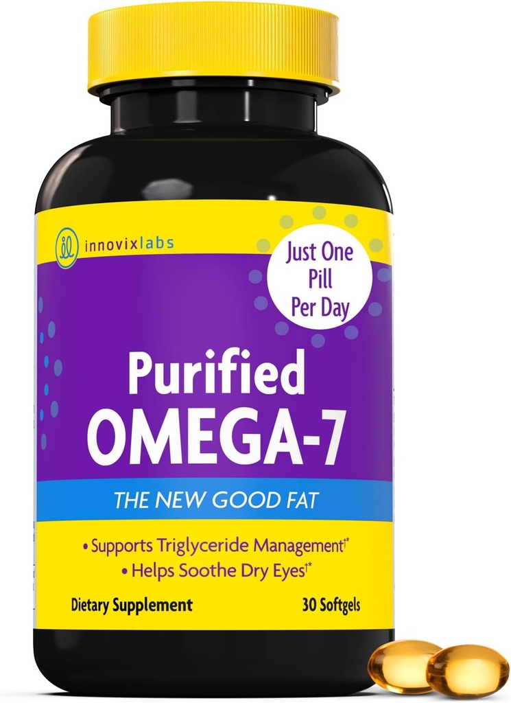 InnovixLabs gereinigt Omega 7 Supplement - 210 mg Omega-7 Palmitoleinsäure, Fischöl für Stoffwechsel & Triglycerid Unterstützung, essentielle Fettsäuren, IFOS genehmigt, 30 Softgels