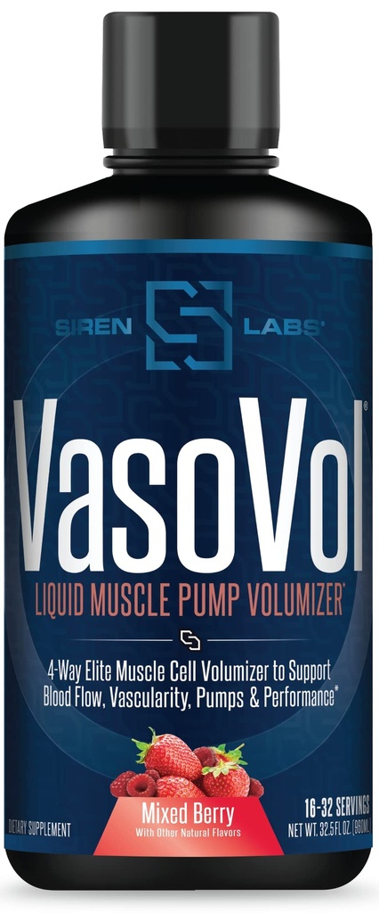 Vaso-VOL Liquid Muscle Pump Volumizer mit Agmatin Sulfat - Pre Workout für Männer nehmen Sie Ihre Workouts auf die nächste Ebene mit Vaskularität und Leistung (Mixed Berry)