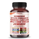 Berberine Cinnamon Apple Cider Vinegar Turmeric - Soutien général au bien-être- Fabriqué aux États-Unis