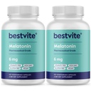 BESTVITE Melatonin 6mg (240 vegetarische Kapseln) (120 x 2) - Keine Stearaten - Vegan - Non GMO - Glutenfrei
