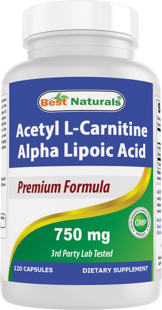 Meilleurs naturels Acétyl L-Carnitine et acide alpha lipoïque 750 mg 120 Capsules