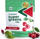 Best Tasting Super Greens Powder mit 40+ Superfoods – Delicious Daily Green Powder mit Vitamin B12, Zink, Vitamin C, Magnesium & Calcium – Green Juice Superfood Mix - Cherry Flavor