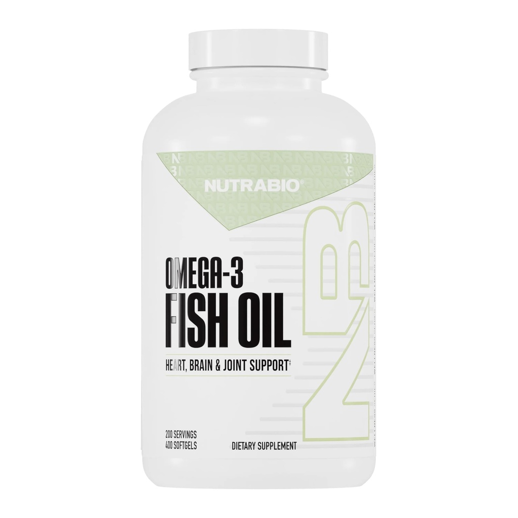 Suppléments d'huile de poisson NutraBio Omega 3, 2000mg, 400 Softgels - Supplément acide gras DHA Omega 3 pour aider à soutenir un cœur en santé