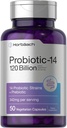 Horbäach Probiotics 120 Million CFU-14 souches avec prébiotiques pour les femmes et les hommes-50 capsules-100 capsules Végétarien, Supplément sans OGM et sans gluten