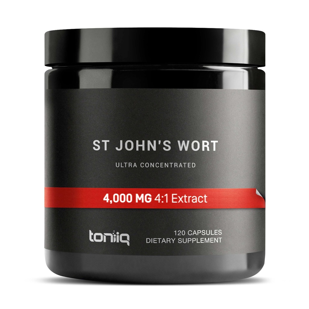 1000mg Ultra High Strength St. John's Wort Capsules (Non-GMO) - 7X Konzentrate Extrakt - 0.3% Hypericin - Hoch gereinigt und bioverfügbar - 120 Kapseln