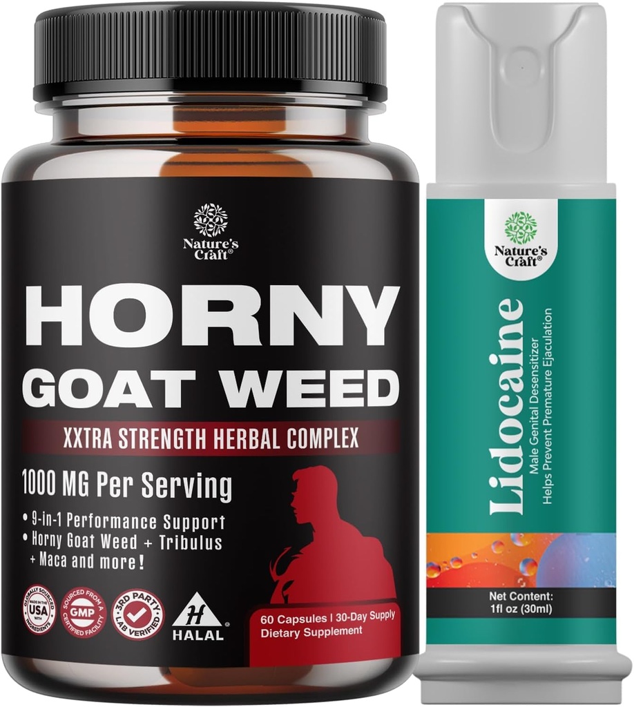 Bundle of Horny Goat Weed Extract Complex für Männer und Frauen Enhanced Energy und Stamina und Black Maca Root Capsules für Männer - Belebende Antriebs Mood & Energie Booster für Männer