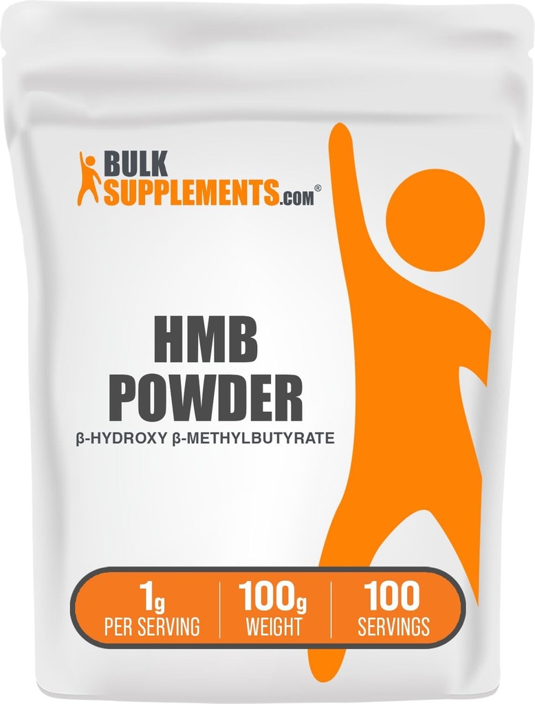 BulkSupplements.com Poudre de HMB - sous forme de calcium HMB, bêta-hydroxy bêta-méthylbutyrate - poudre de HMB, sans gluten - 1 g par portion, 100 g (3,5 oz) (paquet de 1)