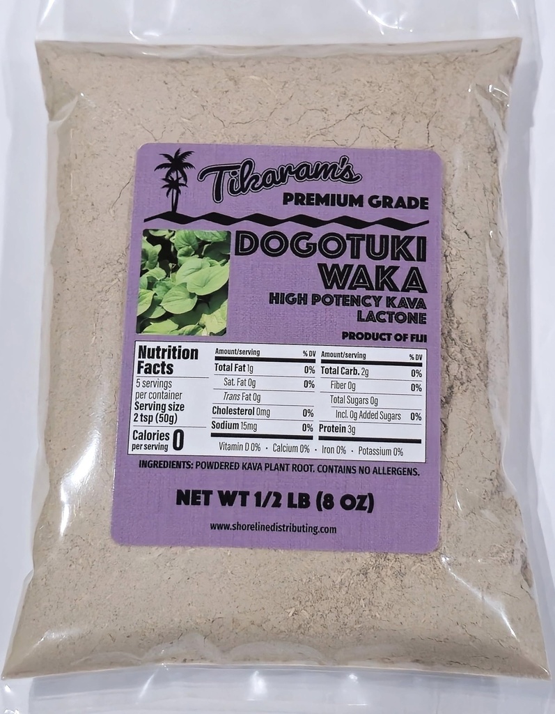 Tikaram's Kava Root Powder, Premium Grade Fiji Dogotuki Waka, Noble Strain, High Potency Lactone, 8 Unze (Pack von 1)