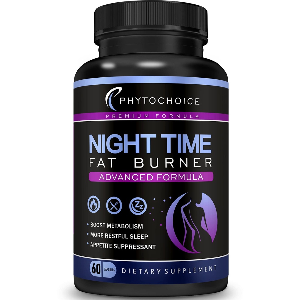 PHYTOCHOICE Pilules de perte de poids de nuit pour les femmes-Carb Blocker Appetite Suppressant avec Melatonin-Fat Burner Diet Pills qui fonctionnent rapidement pour les femmes-Nuit Métabolisme Booster-Fabriqué aux États-Unis-1 Pack