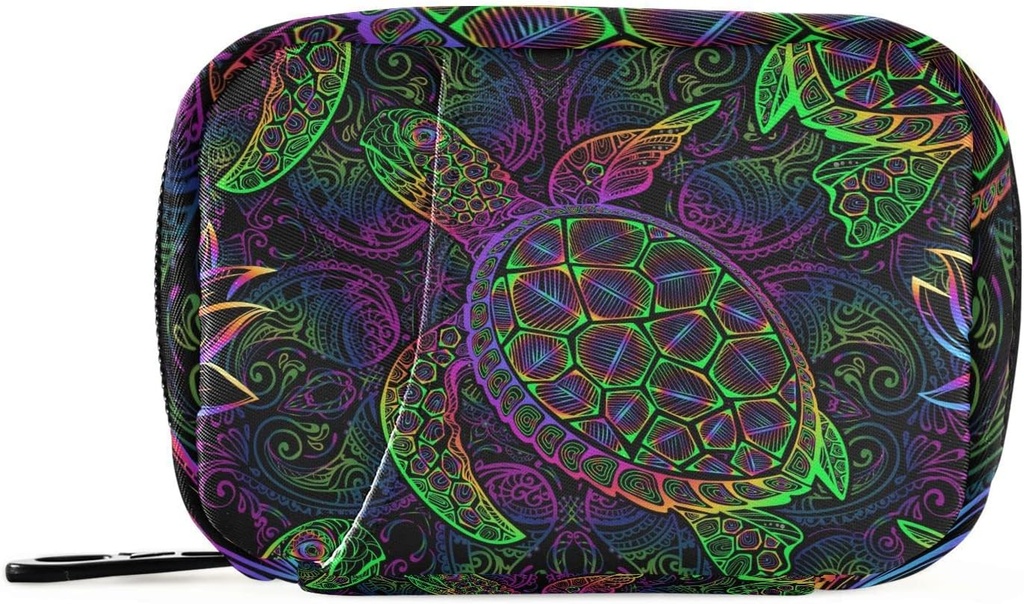 Pille Box Boho Meeresschildkröte mit Lotus und Mandala 7 Tage Pille Fall Reisen Pille Organizer Tasche mit Reißverschluss Portable Weekly Vitamin Medicine Supplement Halter Tasche