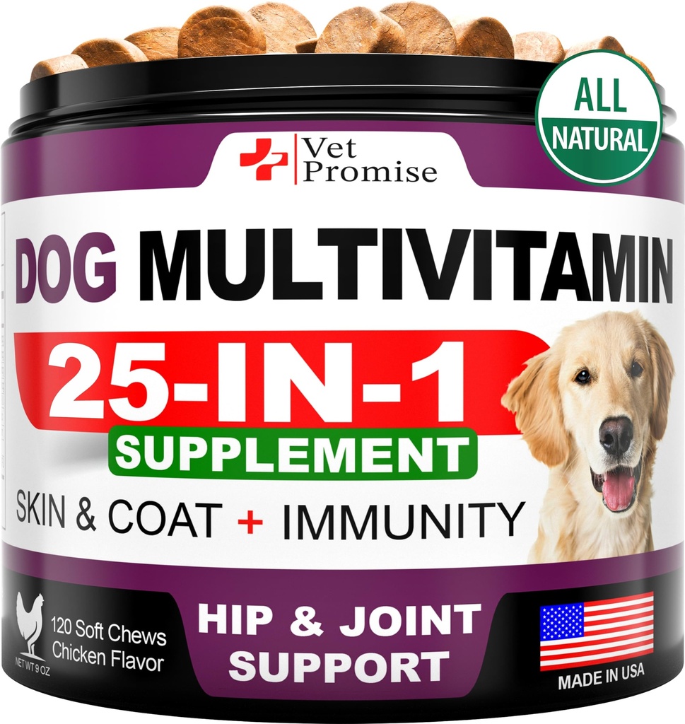 Hund Multivitamin Kaubar mit Glucosamin - Hunde Vitamine und Ergänzungen - Senior & Welpen Multivitamin für Hunde - Pet Joint Support Health - Immunität - Energie - Gut - Haut - 120 Chews