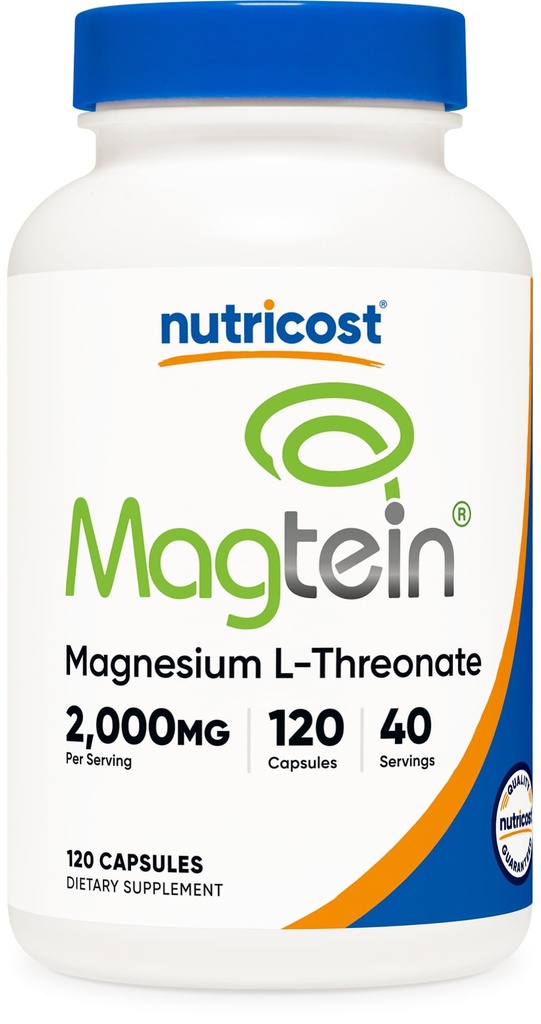 Nutricost Magnesium L-Threonate als Magtein 2000mg, 120 Kapseln - Non-GMO, Glutenfrei, vegetarisch freundlich