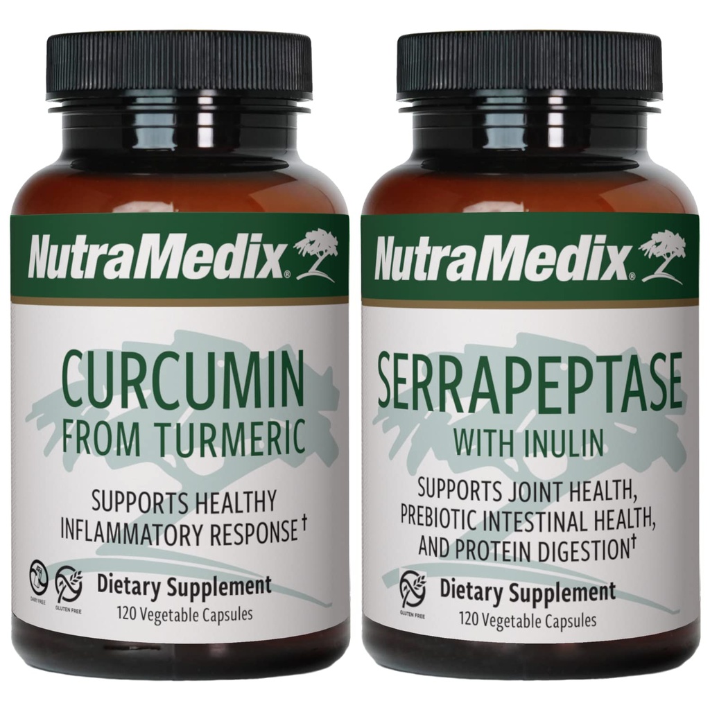 NutraMedix Joint Support Bundle - Enthält Curcumin von Turmeric und Serrapeptase Enzyme Support Kapseln für Gelenkunterstützung und gesunde Entzündungsreaktion Unterstützung - 2-Piece Supplement Set